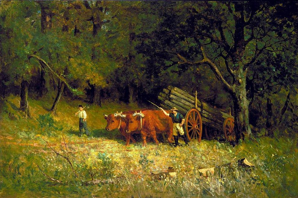 Edward Mitchell Bannister boy and man with oxen